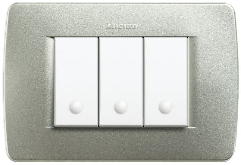 BTICINO S.P.A. - BTIC4803VM LUNA - PLACCA 3P VERDE METALLIZZATO