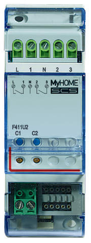 BTICINO S.P.A. - BTIF411U2 ATTUATORE A 2 RELE 2 MODULI DIN BUS