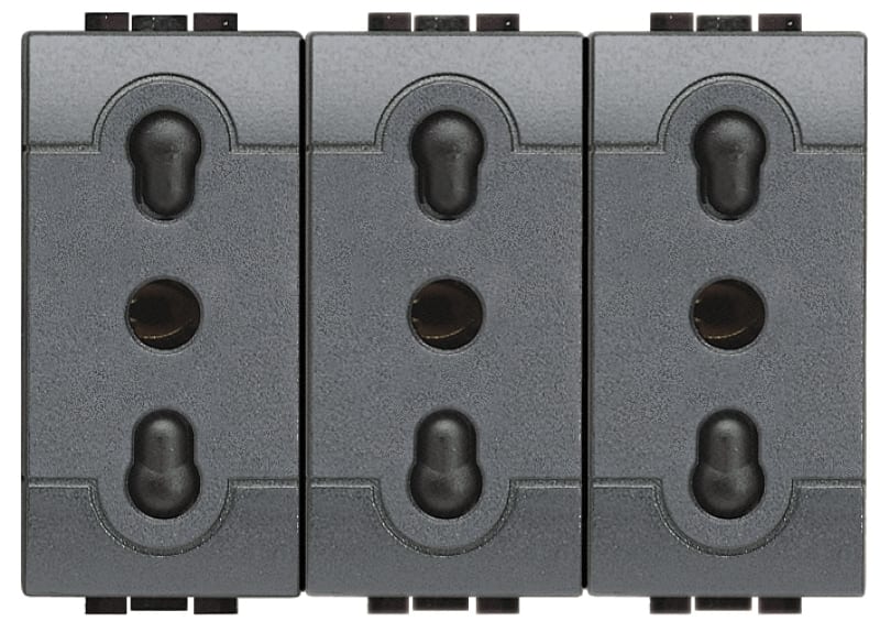 BTICINO S.P.A. - BTIL4180/3 LIVING INT - PRESA TRIPLEX BIPASSO 10/16