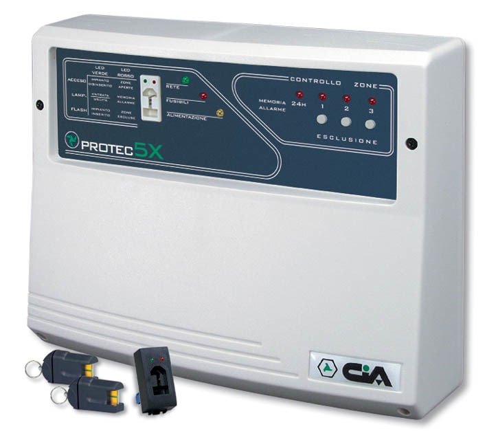 HILTRON LAND SRL C1APROTEC5X CENTRALE ANTIFURTO 3 ZONE + 24H CON CHIA
