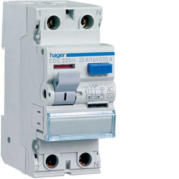 HAGER - HAGCDC225H INT. DIFF. ACC. 2P 30 MA 25A 2M