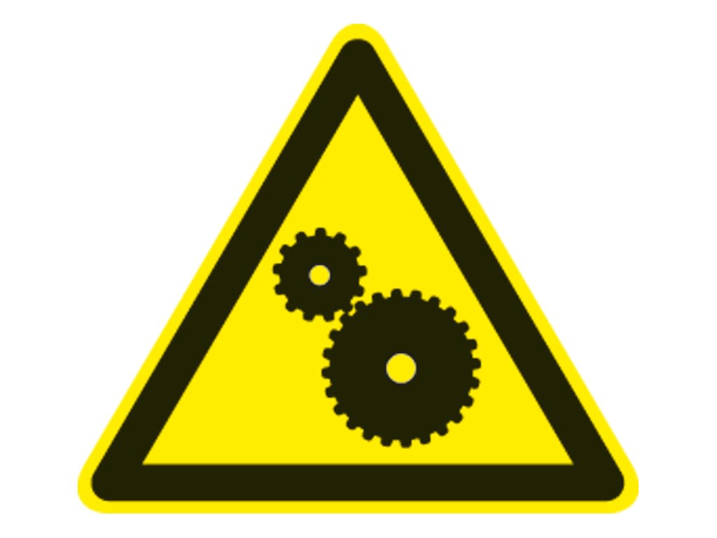 CEMBRE S.P.A. - CEM202503 ETICHETTA ADESIVA DI AVVERTIMENTO WS-MO, SIMBOLO ORGANI MECCANICI IN MOTO, DIMENSIONE 100mm