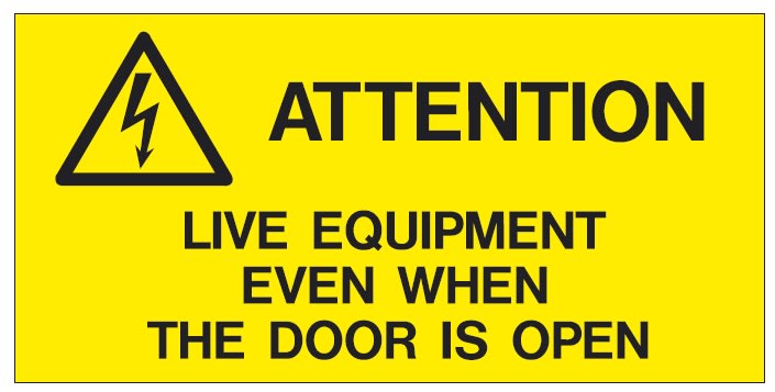 CEMBRE S.P.A. - CEM268500-GB-BULK ETICHETTA ADESIVA PER IMPIANTI ELETTRICI, TESTO "ATTENZIONE! APPARECCHIATURA SOTTO TENSIONE ANCHE A SPORTELLO APERTO"