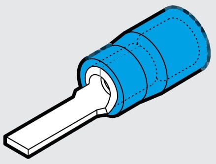 CEMBRE S.P.A. - CEMBP-PP12/29 CAPOCORDA A PUNTALE PIATTO, PREISOLATO IN POLICARBONATO, BLU, PER CONDUTTORI IN RAME, HALOGEN FREE, P=13,3x2,9mm SEZIONE 1,5-2,5 mmq