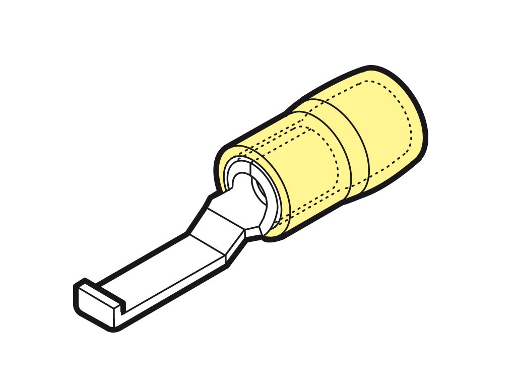 CEMBRE S.P.A. - CEMGKY-PPL46 CAPOCORDA AD UNCINO RINFORZATO ANTIVIBRANTE, PREISOLATO IN PA6.6, GIALLO, PER CONDUTTORI IN RAME, HALOGEN FREE, SEZIONE 4-6mmq 17,2x4,6mm