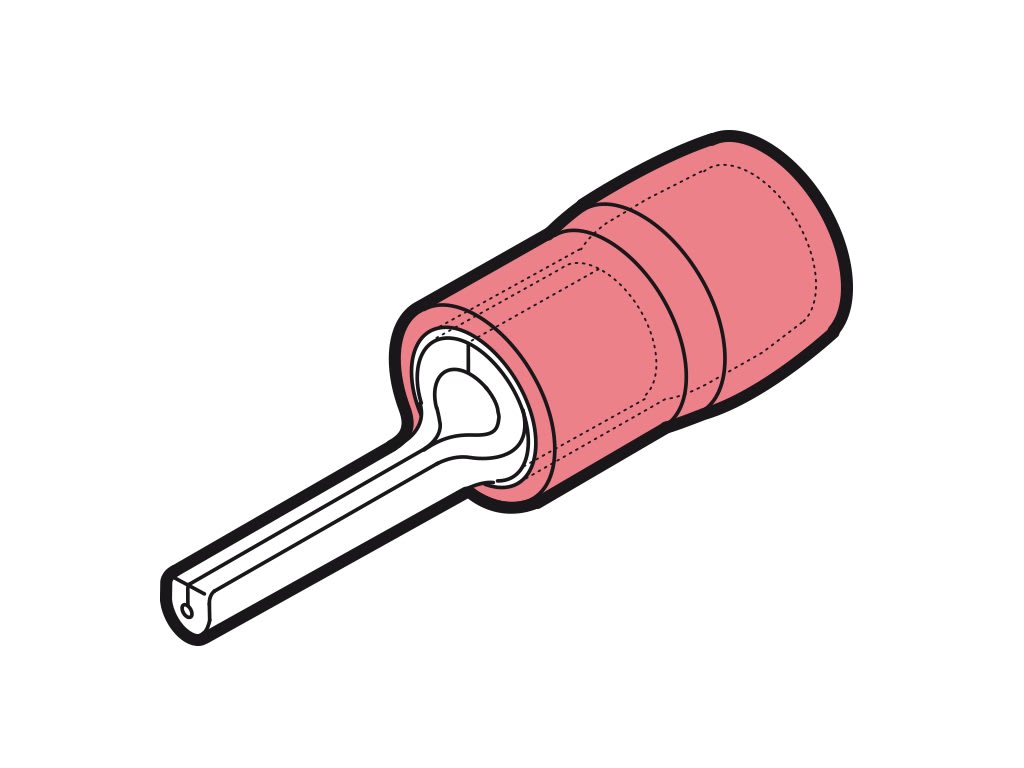 CEMBRE S.P.A. - CEMRKY-P8 CAPOCORDA A PUNTALE TONDO RINFORZATO ANTIVIBRANTE, PREISOLATO IN PA6.6, ROSSO, PER CONDUTTORI IN RAME, HALOGEN FREE, SEZIONE 0,25-1,5mmq P=9mm