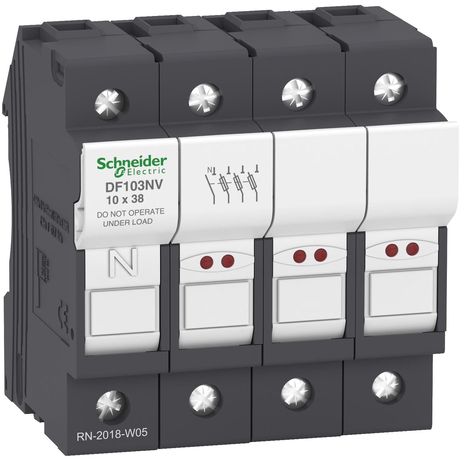 SCHNEIDER ELECTRIC - SNRDF103NV PORTA-FUSIBILE 32A 10X38 3P+N CON LAMPAD
