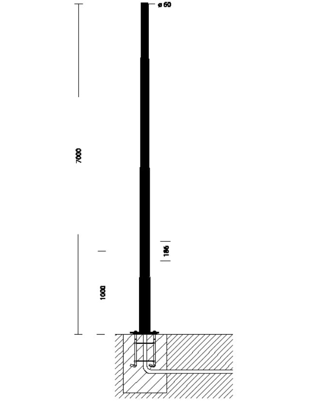 DISANO DIS42505800 PALO CONICO C BASE 1480 H=7000MM G9007