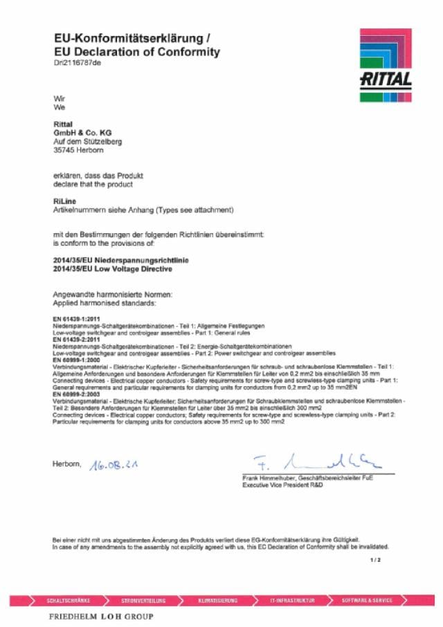 RITTAL SPA - RIT3526000 SV 3 SBARRE PLS 800A 1095MM