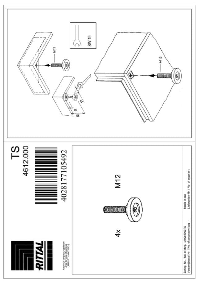 RITTAL SPA - RIT4612000 VX PIEDINI DI LIVELLAMENTO M12