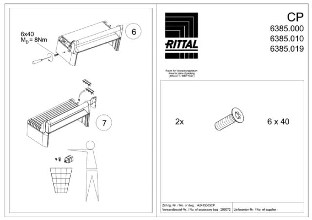 RITTAL SPA - RIT6385010 CP MANIGLIE OPTIPANEL ORIZZONTALI 19