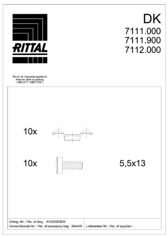 RITTAL SPA - RIT7112000 DK 10 ANELLI GUIDA CAVI 80X40