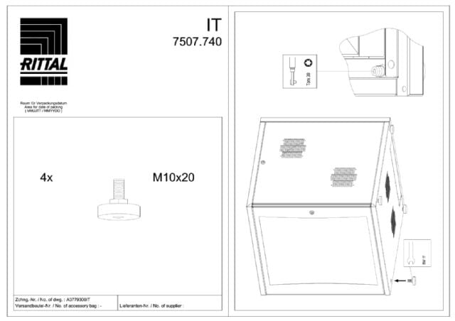 RITTAL SPA RIT7507740 DK PIEDINI DI LIVELLAMENTO M10 - 4PZ