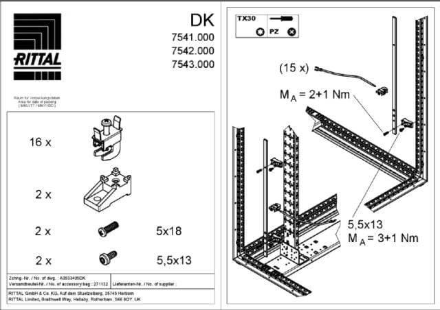 RITTAL SPA RIT7543000 DK SBARRA X MESSA A TERRA 1200 MM