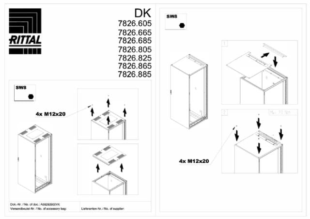 RITTAL SPA - RIT7826825 DK LAMIERA TETTO CON INGRESSO CAVI 800X1