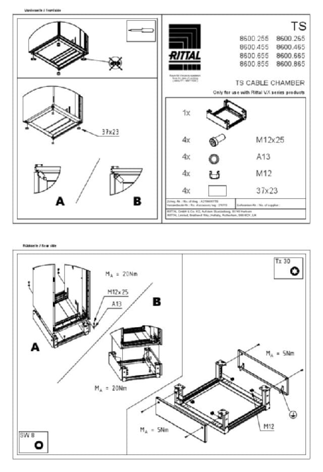 RITTAL SPA - RIT8600655 TS VANO CAVI 600X200X500