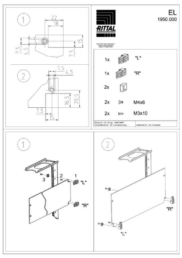 RITTAL SPA RIT1950000 EL CERNIERE X PIASTRA DI CHIUSURA - 2PZ