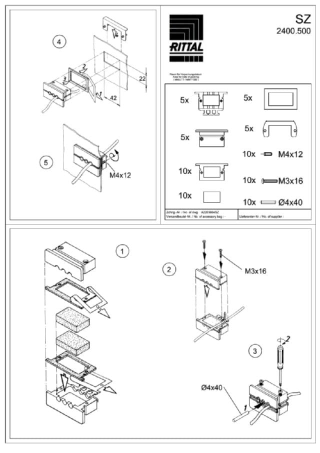 RITTAL SPA RIT2400500 SZ MODULO INGRESSO CONNETTORI 3 CAVI-5PZ
