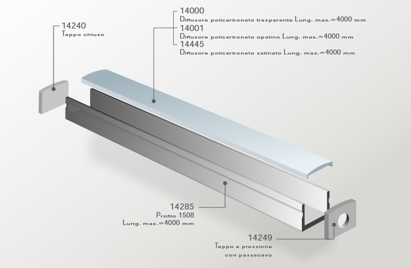 ELCOM SRL - EOW14001-L10 COPERTURA PC OPALE L=1000MM