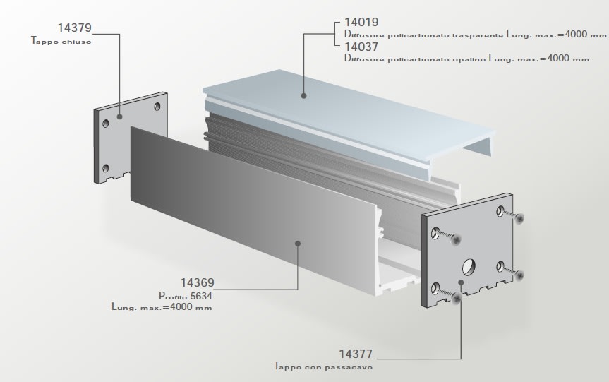 ELCOM SRL - EOW14037-L30 COPERTURA OPALE L=3000MM