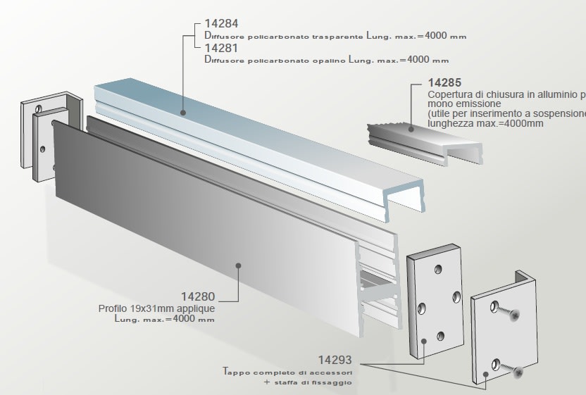 ELCOM SRL - EOW14280-01L10 PROFILO BIANCO 3031 L=1000MM