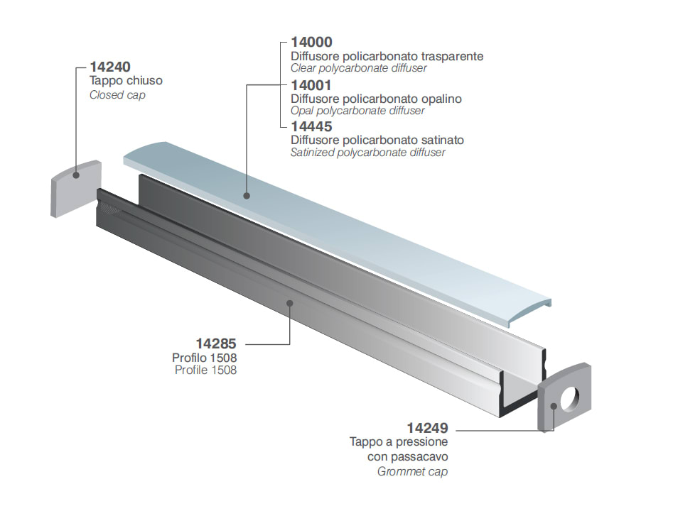 ELCOM SRL EOW14285-02L30 PROFILO 1508 NERO L=3000MM
