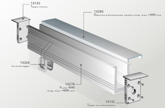 ELCOM SRL - EOW14286-L20 COPERTURA OPALE L=2000MM P.4040/3533
