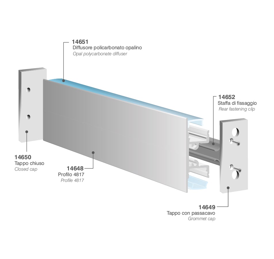 ELCOM SRL - EOW14651-L20 COPERTURA OPALE L=2000MM PER P4817