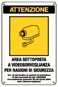 ELCART DISTRIBUTION ERT352071000 CARTELLO AREA VIDEOSORVEGLIATA