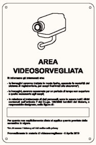 ELCART DISTRIBUTION ERT352071500 CARTELLO AREA VIDEOSORVEGLIATA