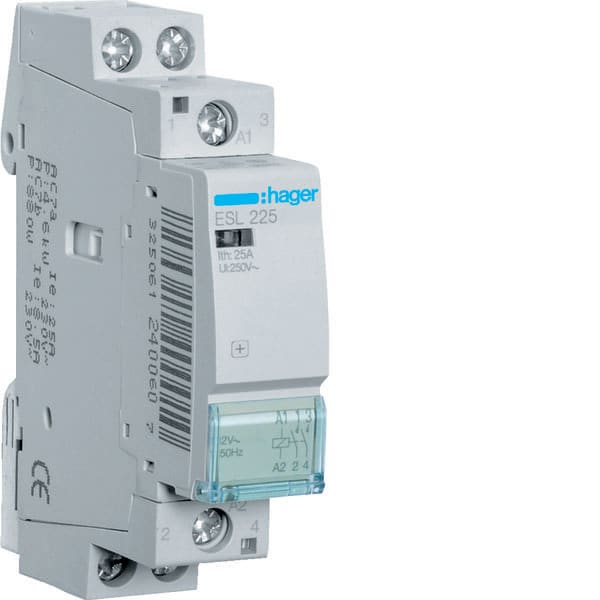 HAGER - HAGESL225 CONTATTORE STD+ 2NA 12VAC 25A 1M
