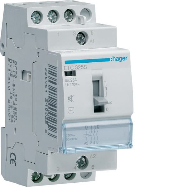 HAGER - HAGETC325S CONTATT GIORNO/NOTTE SIL 3NA 230VAC 25A