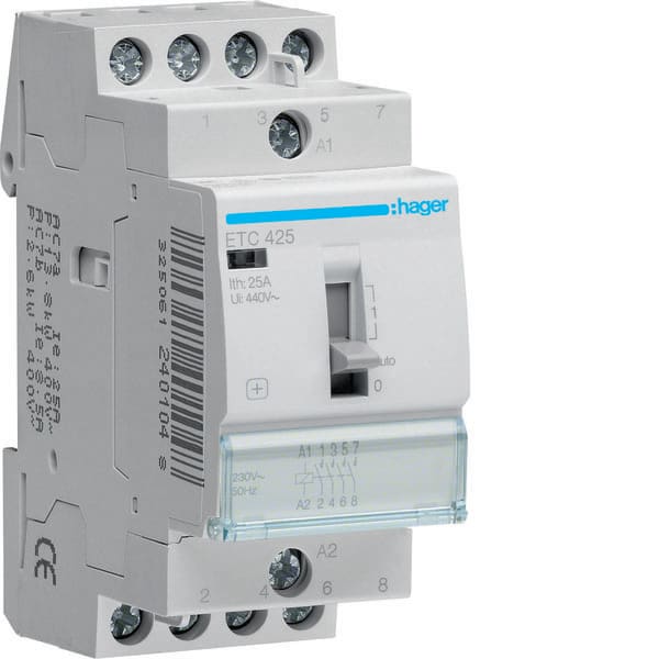 HAGER HAGETC425 CONTATT GIORNO/NOTTE STD+ 4NA 230VAC 25A