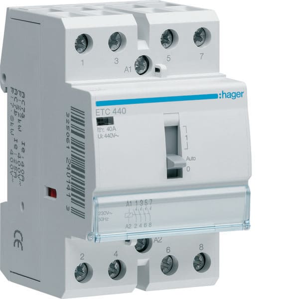 HAGER - HAGETC440 CONTATT GIORNO/NOTTE STD 4NA 230VAC 40A