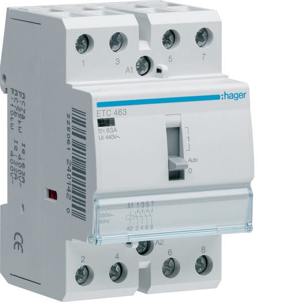 HAGER HAGETC463 CONTATT GIORNO/NOTTE STD 4NA 230VAC 63A