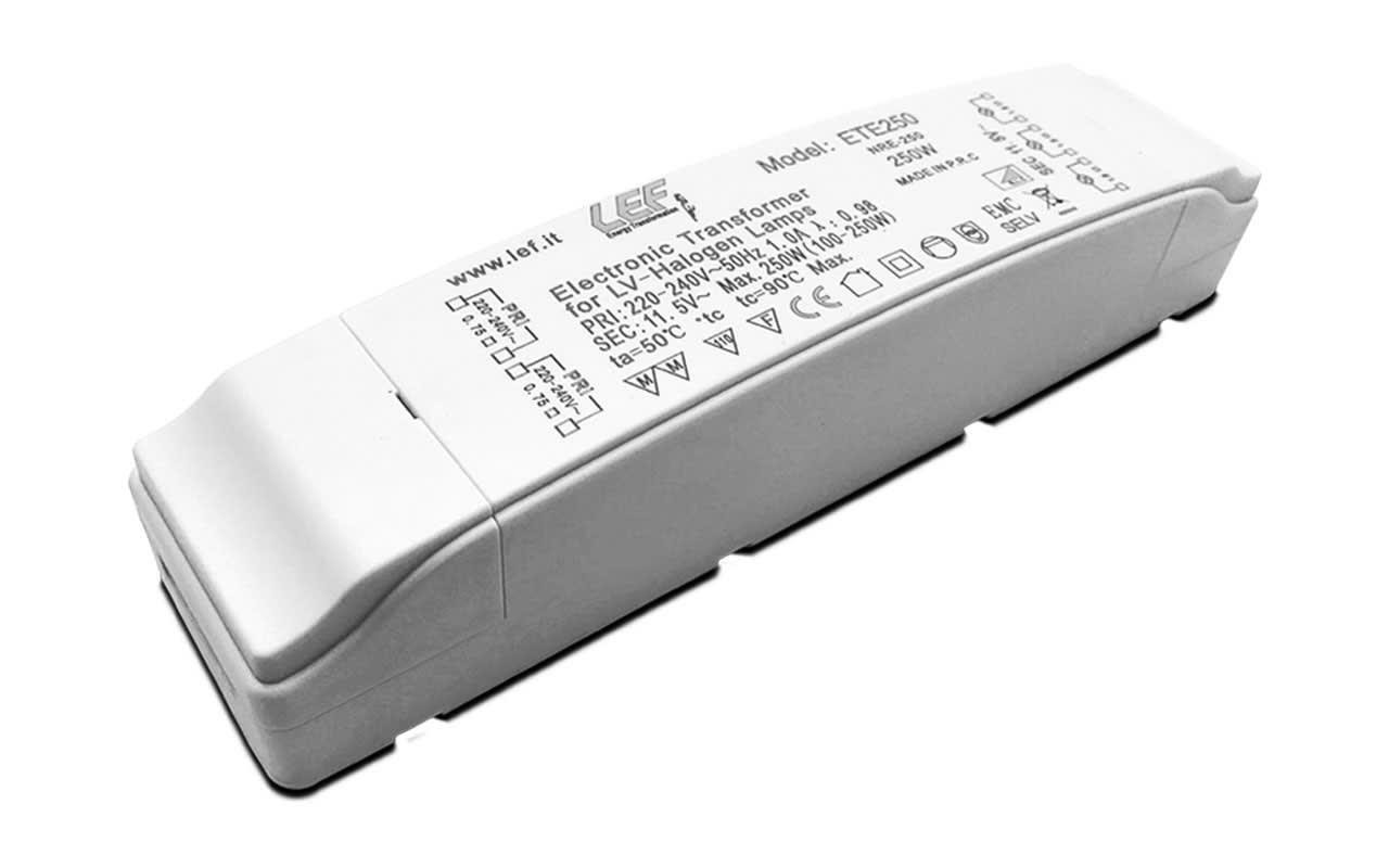 L.E.F. SRL - LEFETE105 ALIMENTATORE ELETTRONICO X LAMP. ALOGENE 12Vac 35-105W Dimmerabile Taglio fase