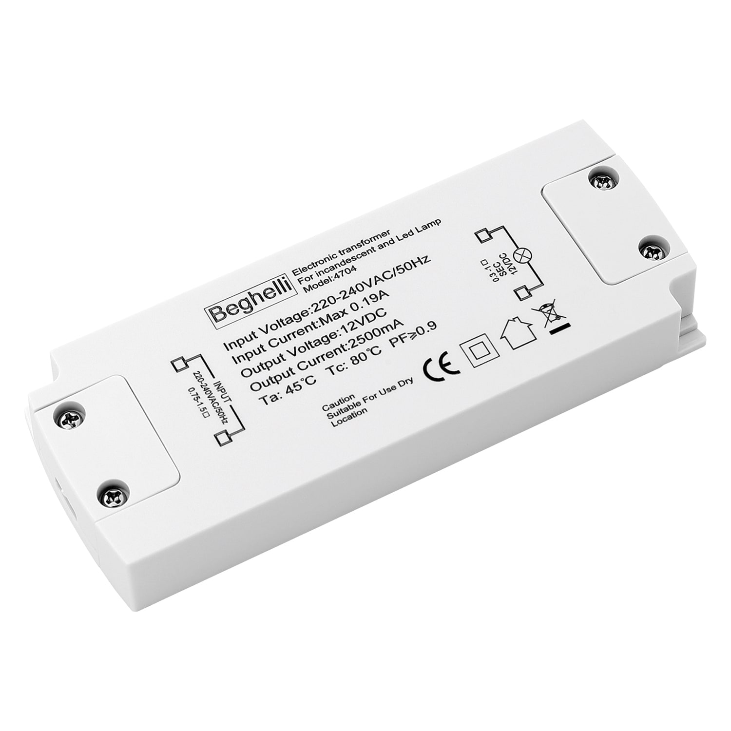 BEGHELLI - BEG4704 T.ELET LED 2-30W HAL-0-60W-12V
