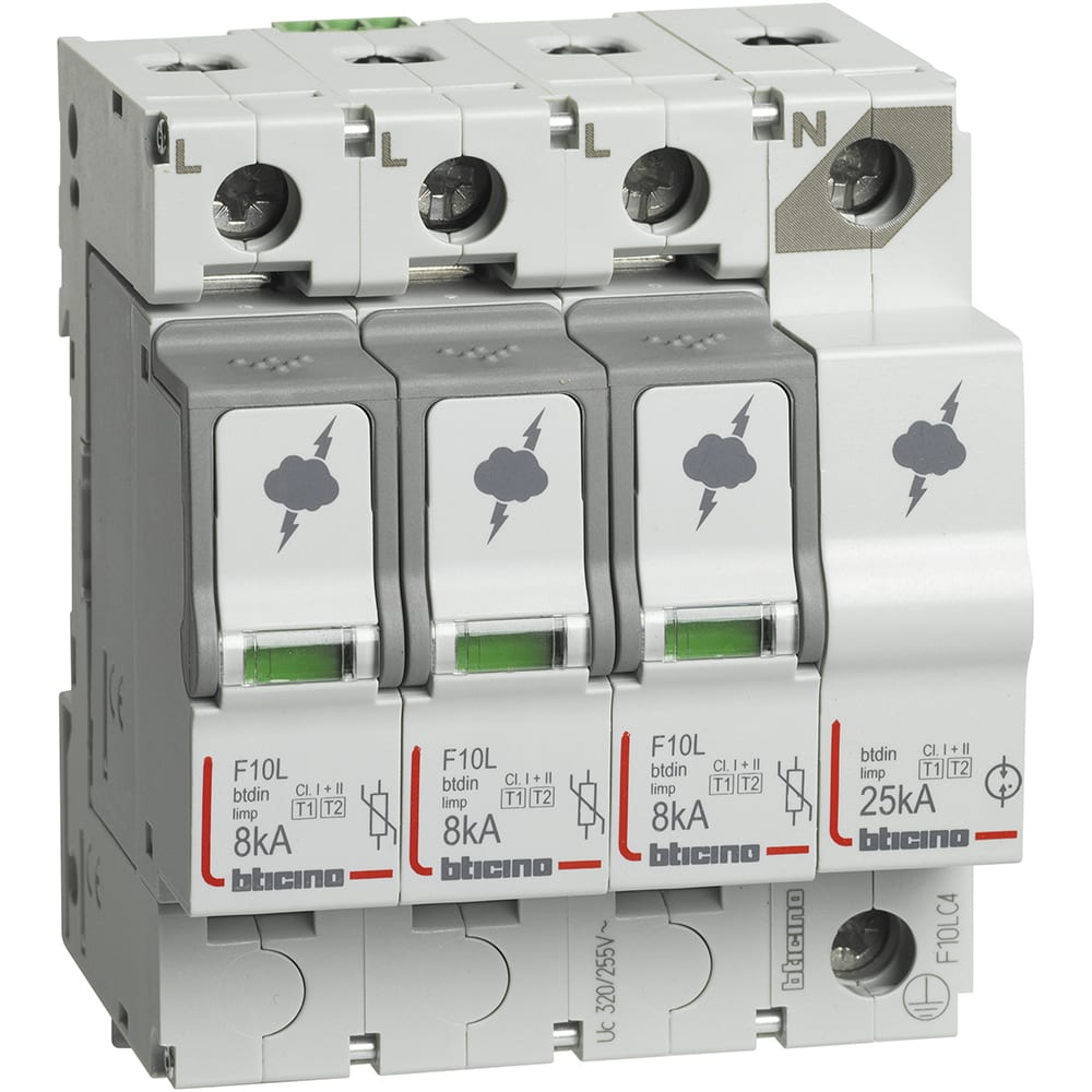 BTICINO BTIF10LC4 BTDIN - SPD T1+T2 8KA 3P+N NR+SD