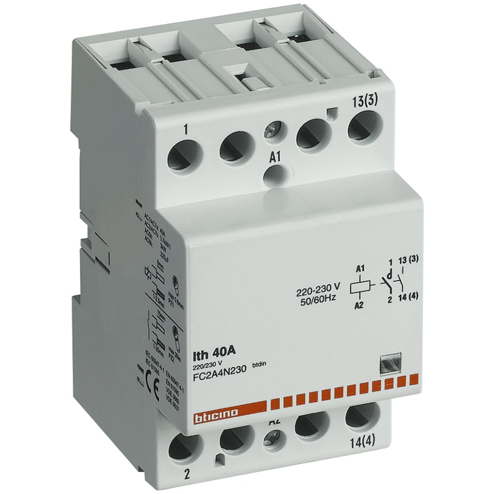 BTICINO BTIFC4A4/24N BTDIN - CONTATTORE 4NO 400V 40A BOB 24VA