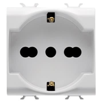GEWISS - GEWGW10204 PRESA STANDARD ITALIANO/TEDESCO 250V ac - 2P+T 16A BIVALENTE - 2 MODULI - BIANCO LUCIDO - CHORUSMART
