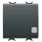 GEWISS - GEWGW12103 INVERTITORE UNIPOLARE 250V ac - 16AX ILLUMINABILE - CON LENTE NEUTRA SOSTITUIBILE - 2 MODULI - NERO SATINATO - CHORUSMART