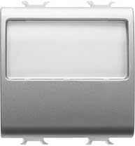 GEWISS - GEWGW14191 PULSANTE CON TARGA PORTANOME ILLUMINABILE 250V ac - NA 10A - 2 MODULI - TITANIO - CHORUSMART