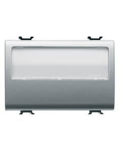 GEWISS - GEWGW14192 PULSANTE CON TARGA PORTANOME ILLUMINABILE 250V ac - NA 10A - 3 MODULI - TITANIO - CHORUSMART