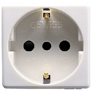 GEWISS - GEWGW20205 PRESA STANDARD ITALIANO/TEDESCO 250V ac - 2P+T 16A - P30 - 2 MODULI- SYSTEM WHITE
