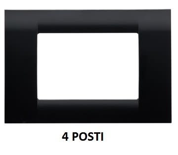 GEWISS - GEWGW22114 PLACCA VIRNA - IN TECNOPOLIMERO FINITURA LUCIDA - 4 POSTI - NERO TONER - SYSTEM