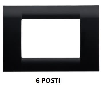 GEWISS - GEWGW22116 PLACCA VIRNA - IN TECNOPOLIMERO FINITURA LUCIDA - 6 POSTI - NERO TONER - SYSTEM