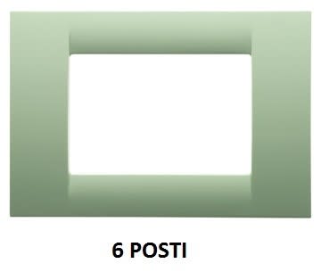 GEWISS - GEWGW22146 PLACCA VIRNA - IN TECNOPOLIMERO FINITURA LUCIDA - 6 POSTI - VERDE VENEZIA - SYSTEM