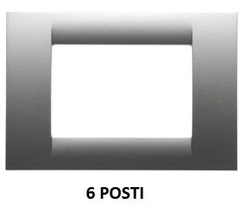 GEWISS - GEWGW22286 PLACCA VIRNA - IN TECNOPOLIMERO FINITURA LUCIDA - 6 POSTI - TITANIO METALLIZZATO - SYSTEM