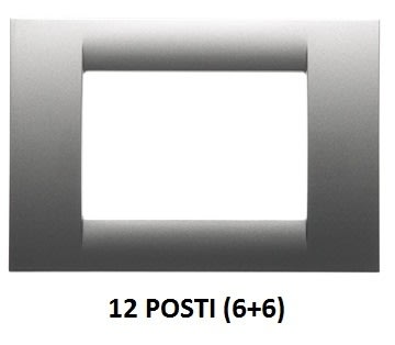 GEWISS - GEWGW22288 PLACCA VIRNA - IN TECNOPOLIMERO FINITURA LUCIDA - 12 POSTI (6+6 SOVRAPPOSTI) - TITANIO METALLIZZATO - SYSTEM