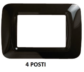 GEWISS - GEWGW22514 PLACCA TOP SYSTEM - IN TECNOPOLIMERO FINITURA LUCIDA - 4 POSTI - NERO TONER - SYSTEM